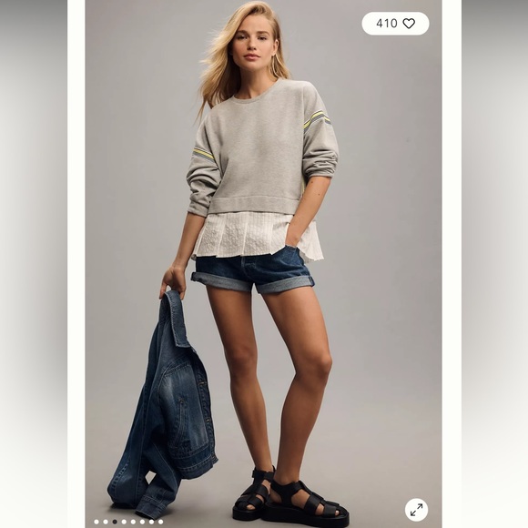 Maeve Sweaters - Maeve Stripe Tape Twofer Blouse